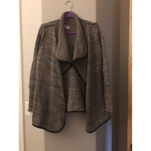 Leather trimmed sweater